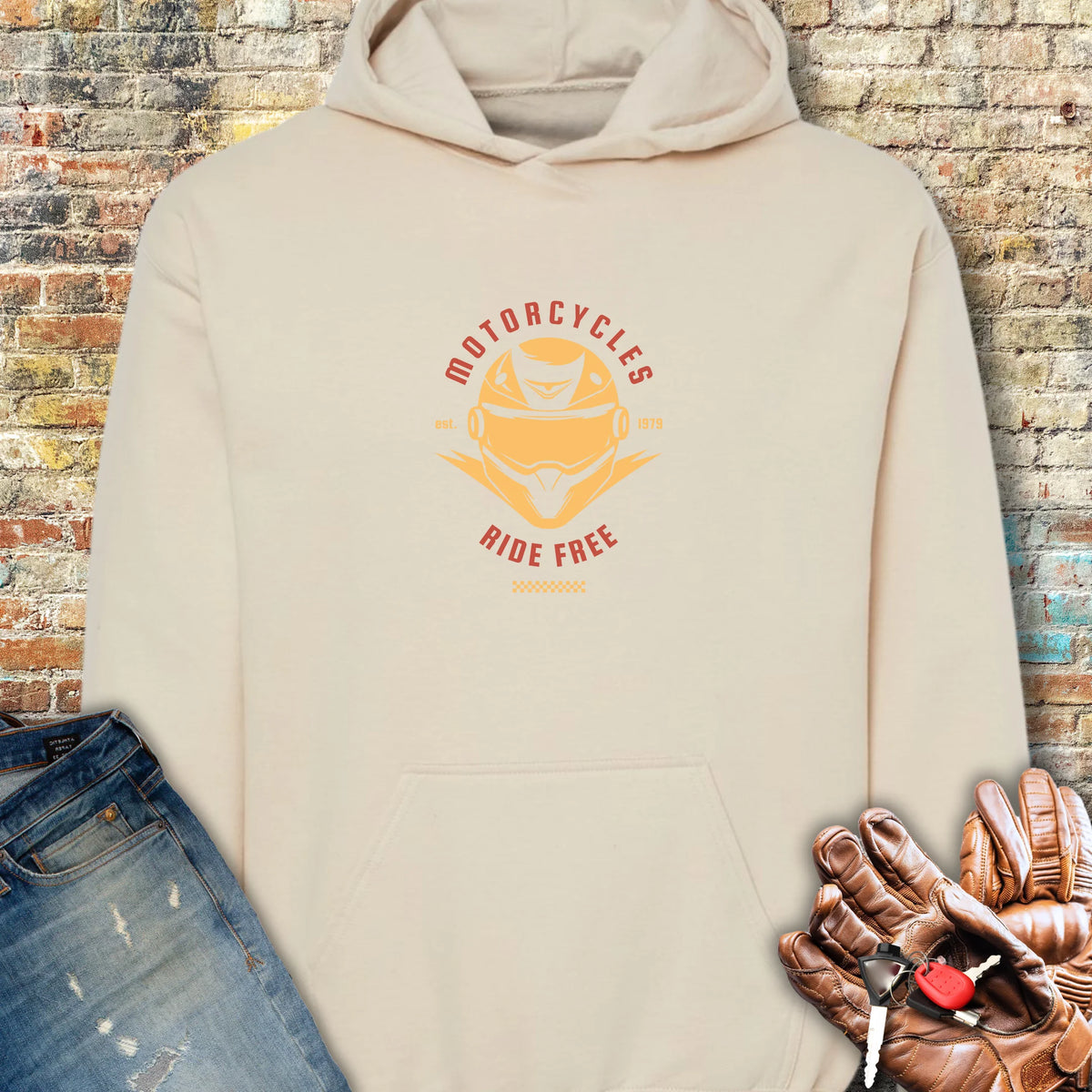 Ride Free (Helmet) Hoodie - Sand