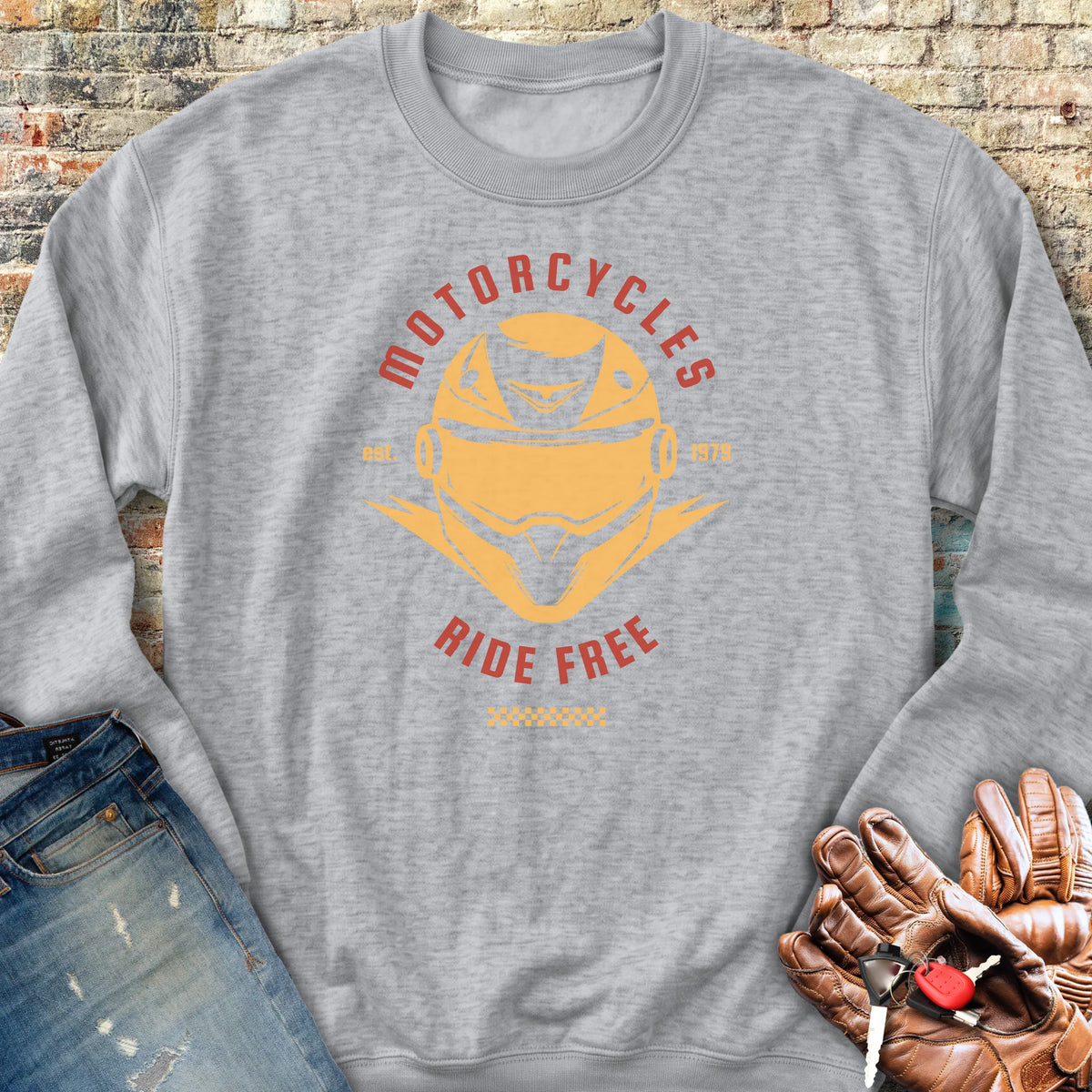 Ride Free (Helmet) Sweatshirt - Sport Grey