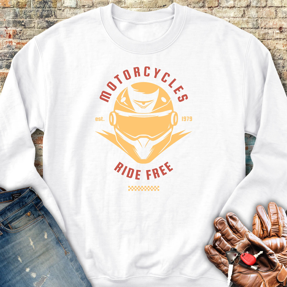 Ride Free (Helmet) Sweatshirt - White