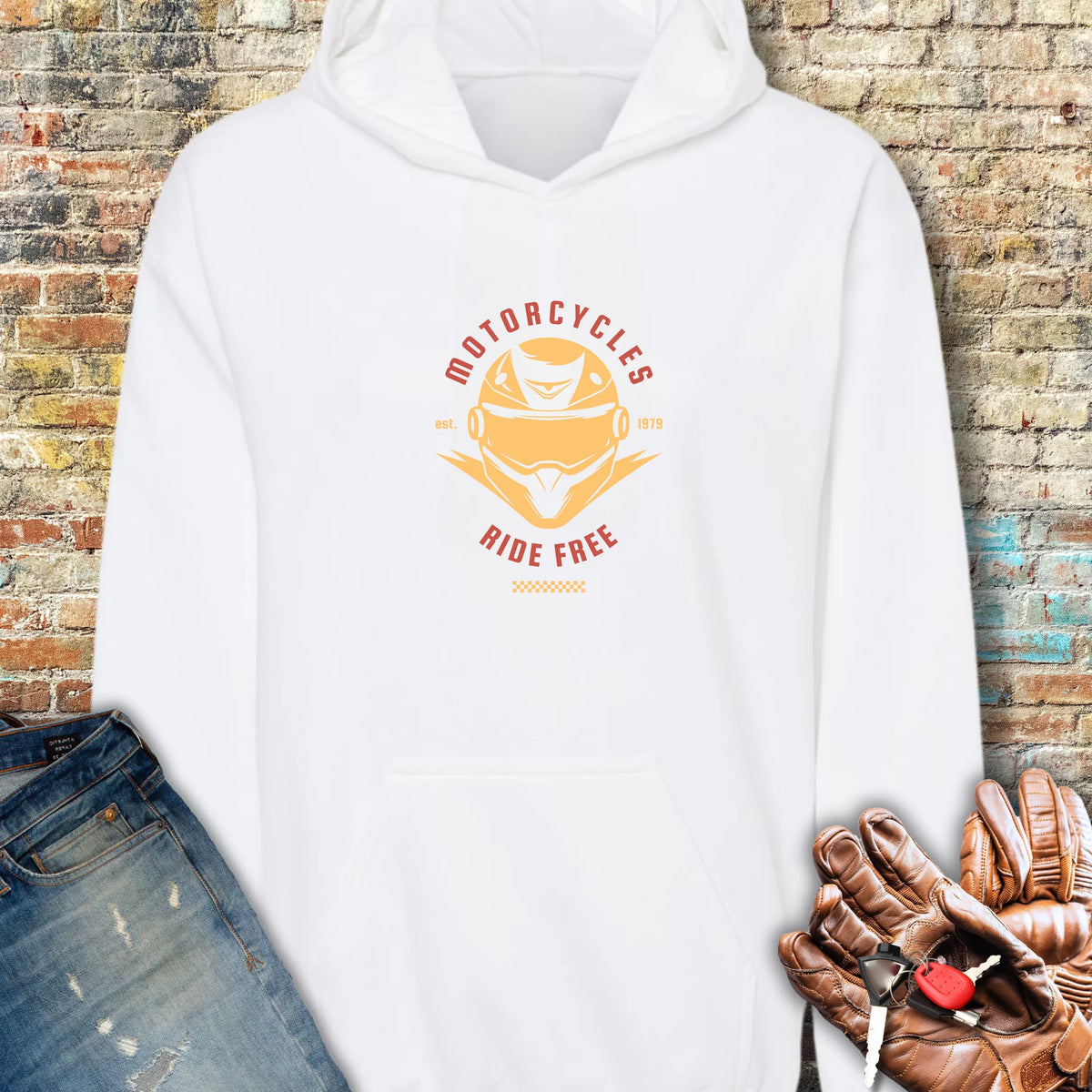 Ride Free (Helmet) Hoodie - White