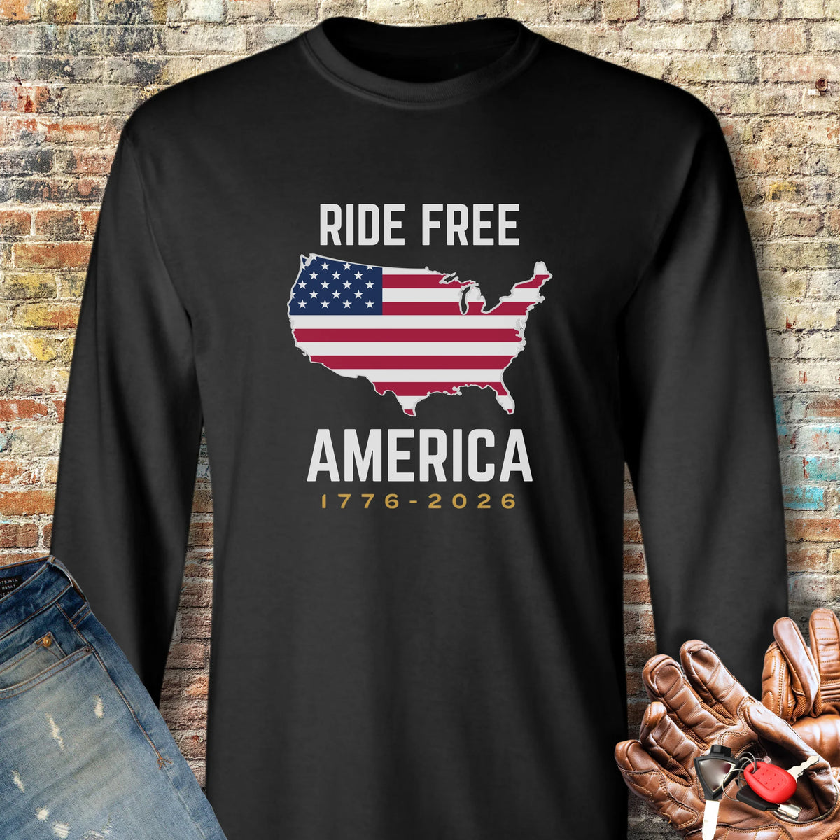 Ride Free America 250 Long Sleeve T-Shirt - Black