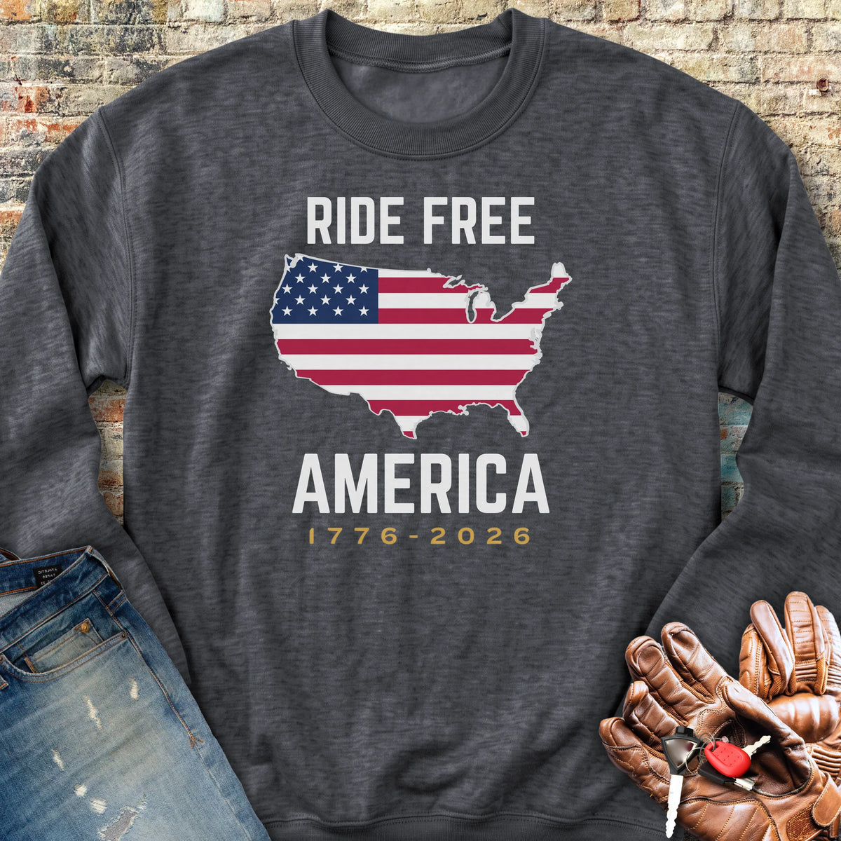 Ride Free America 250 Sweatshirt - Dark Heather