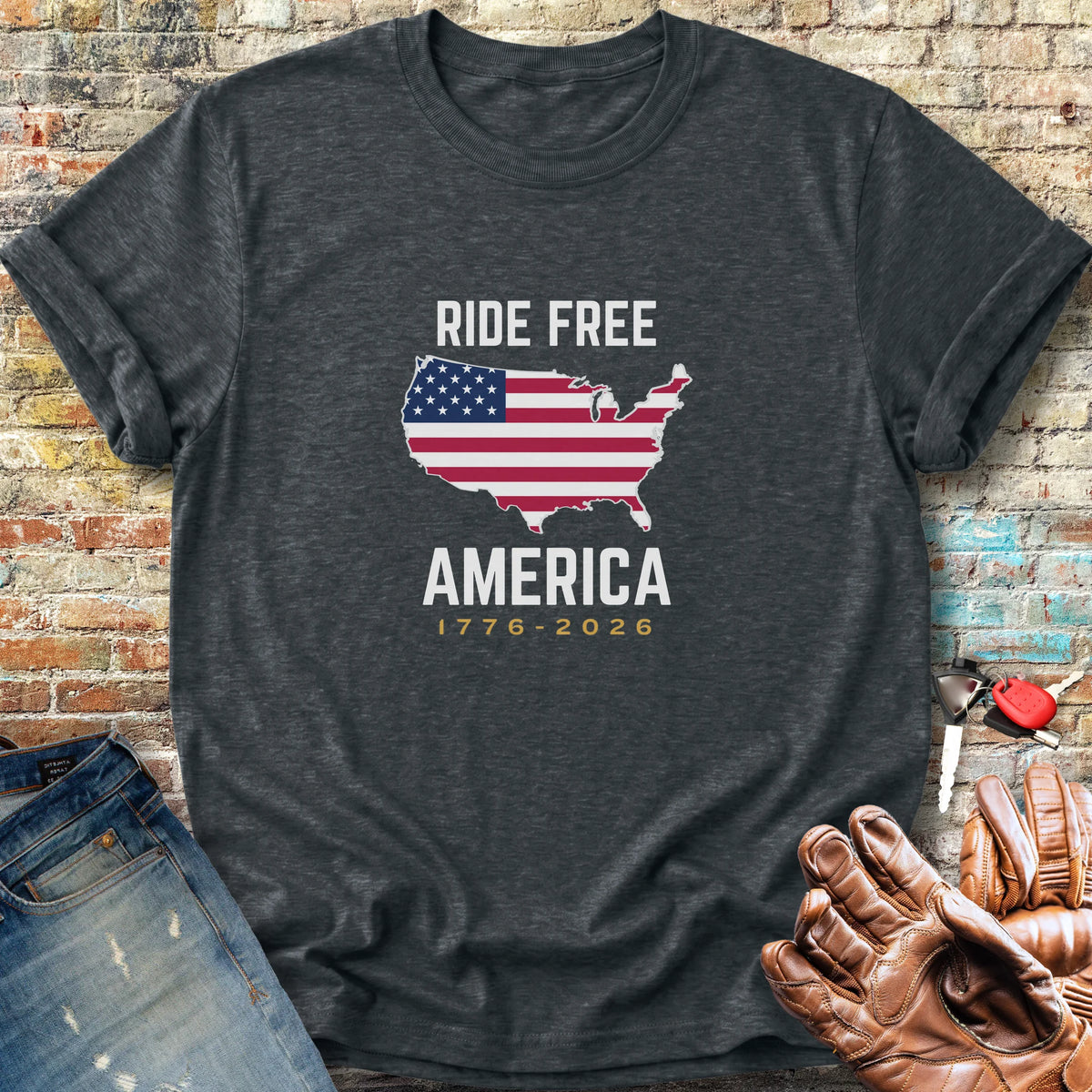 Ride Free America 250 Classic T-Shirt - Dark Heather