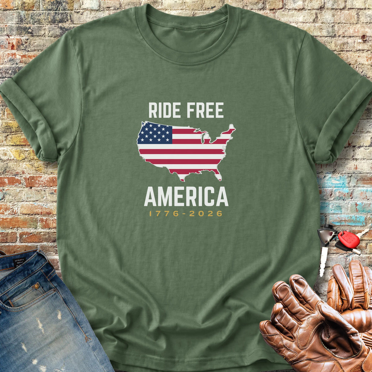 Ride Free America 250 Classic T-Shirt - Military Green