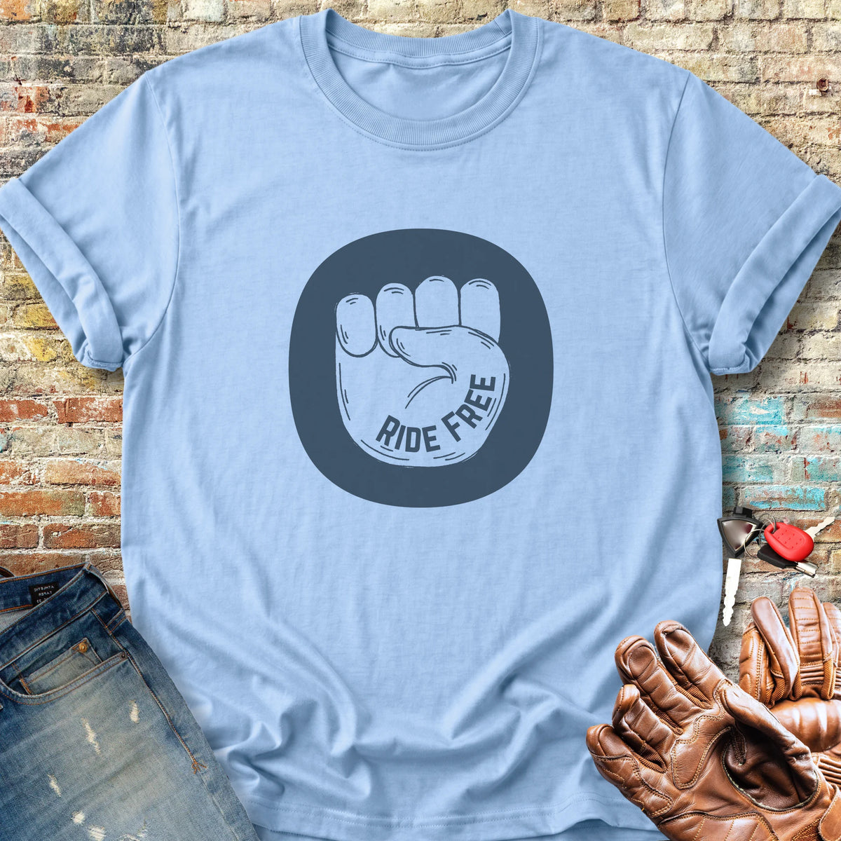 Ride Free Badge Classic T-Shirt - Light Blue