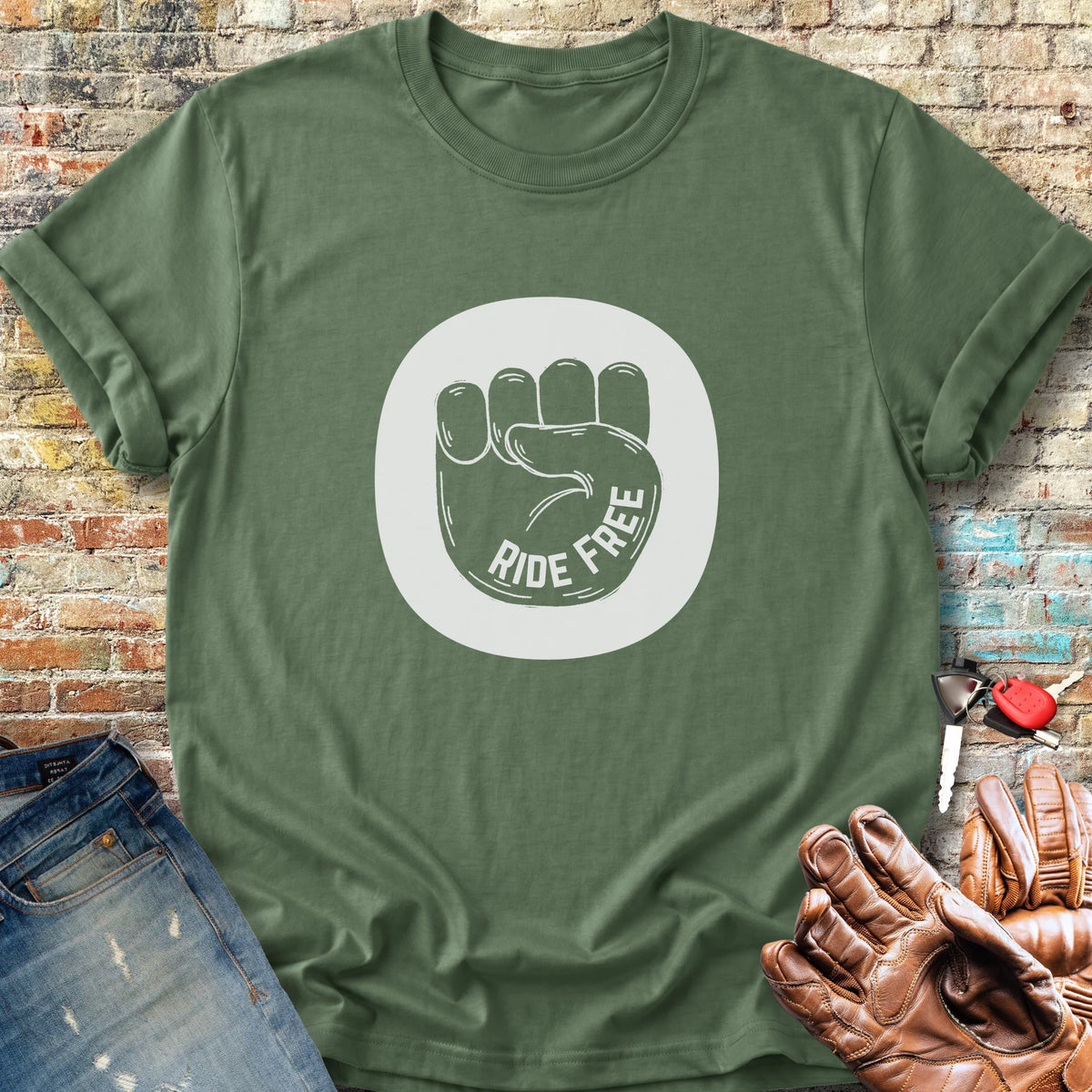 Ride Free Badge Classic T-Shirt - Military Green
