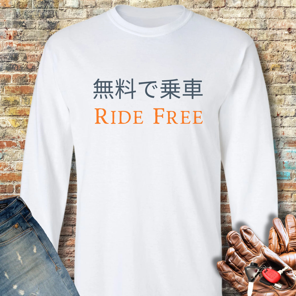Ride Free (Japanese) Long Sleeve T-Shirt - White