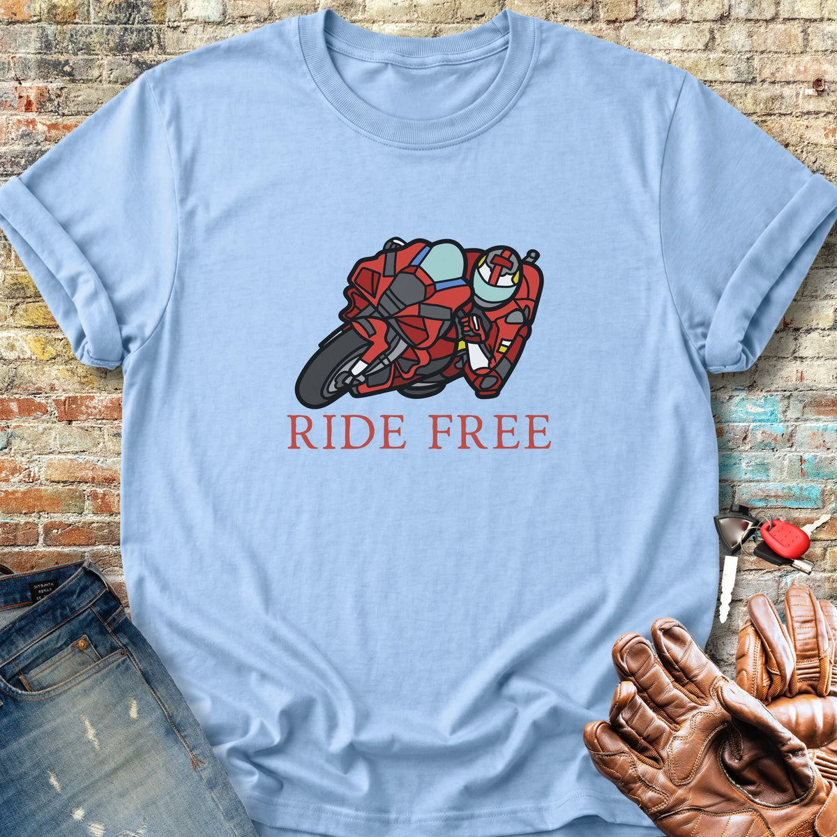 Ride Free (Race) Classic T-Shirt - Light Blue