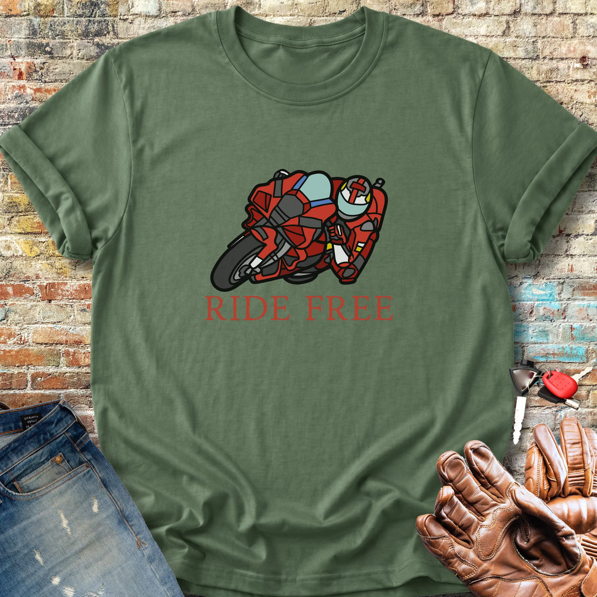 Ride Free (Race) Classic T-Shirt - Military Green