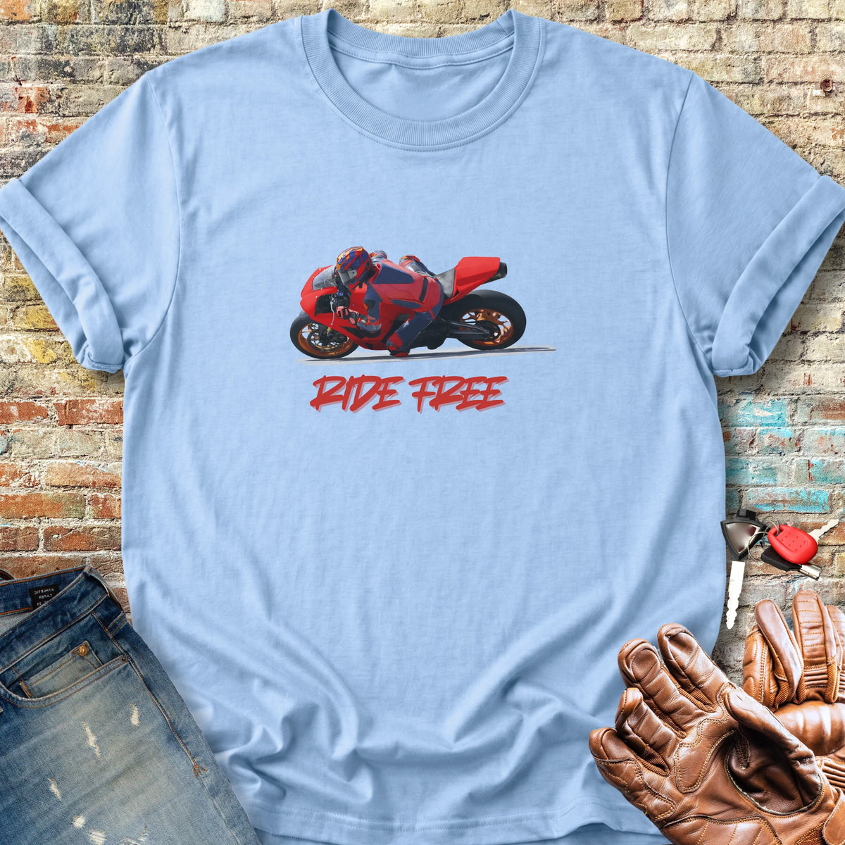 Ride Free (Road) Classic T-Shirt - Light Blue