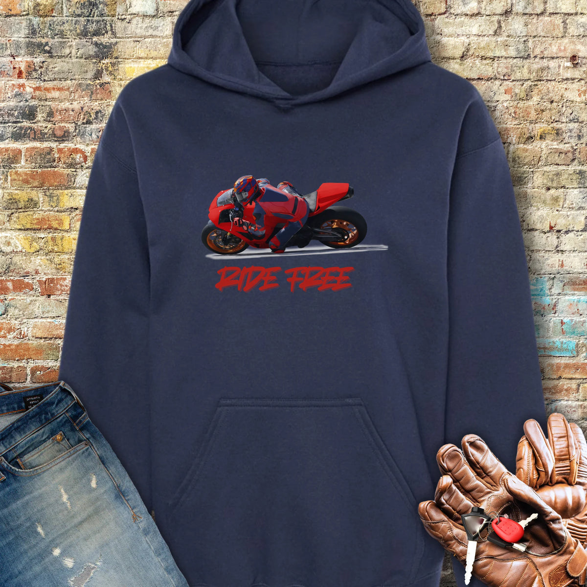 Ride Free (Road) Hoodie - Navy