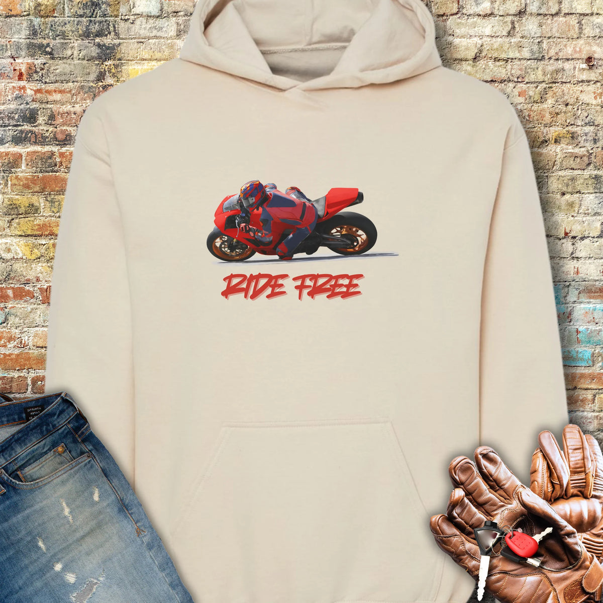Ride Free (Road) Hoodie - Sand