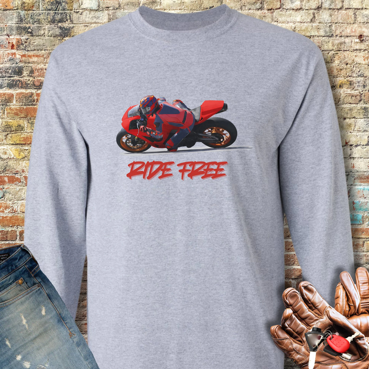 Ride Free (Road) Long Sleeve T-Shirt - Sport Grey