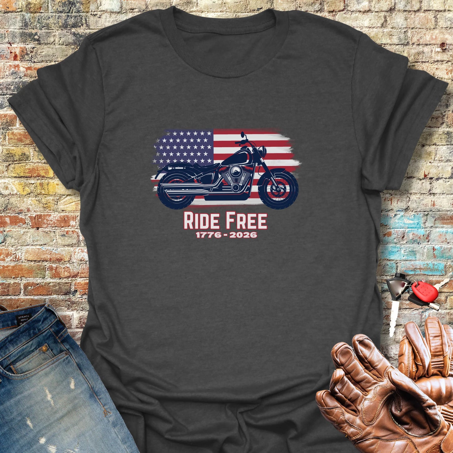 Ride Free USA - 250th T-Shirt - Dark Heather