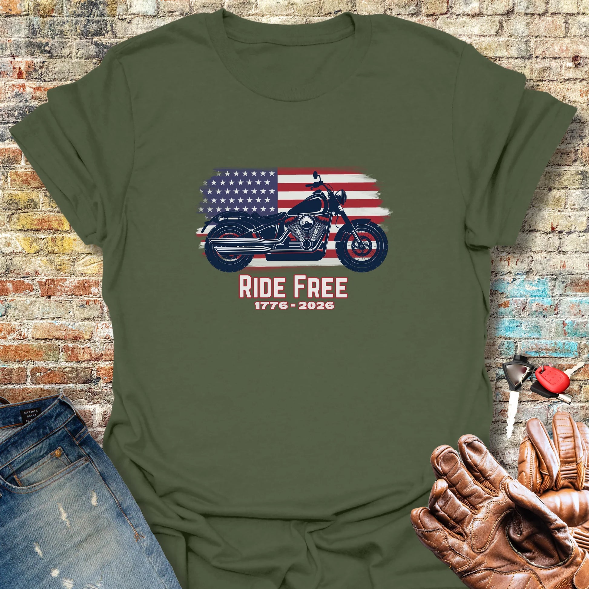Ride Free USA - 250th T-Shirt - Military Green