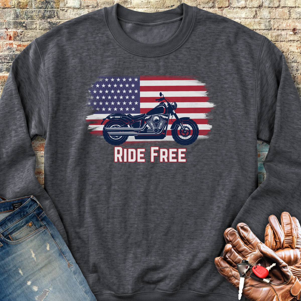 Ride Free (USA) Sweatshirt - Dark Heather