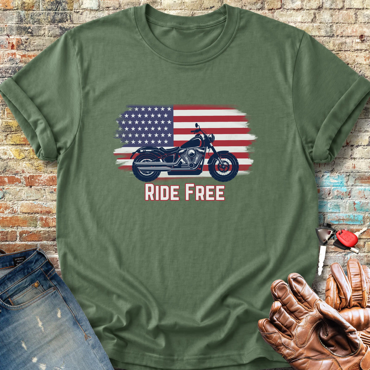 Ride Free (USA) Classic T-Shirt - Military Green