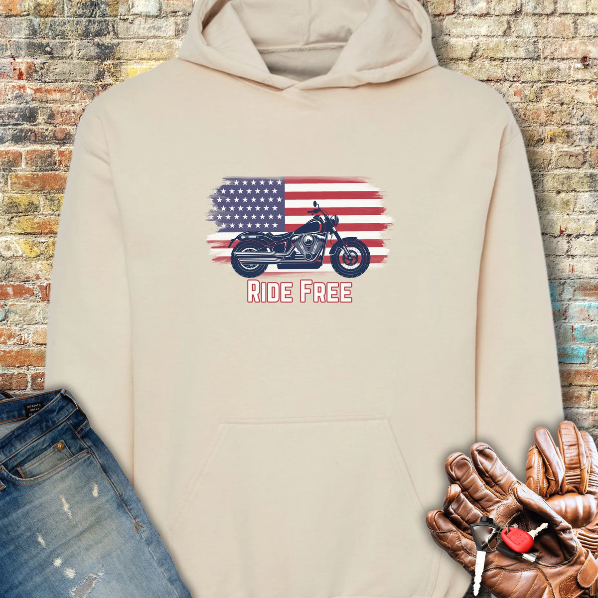 Ride Free (USA) Hoodie - Sand