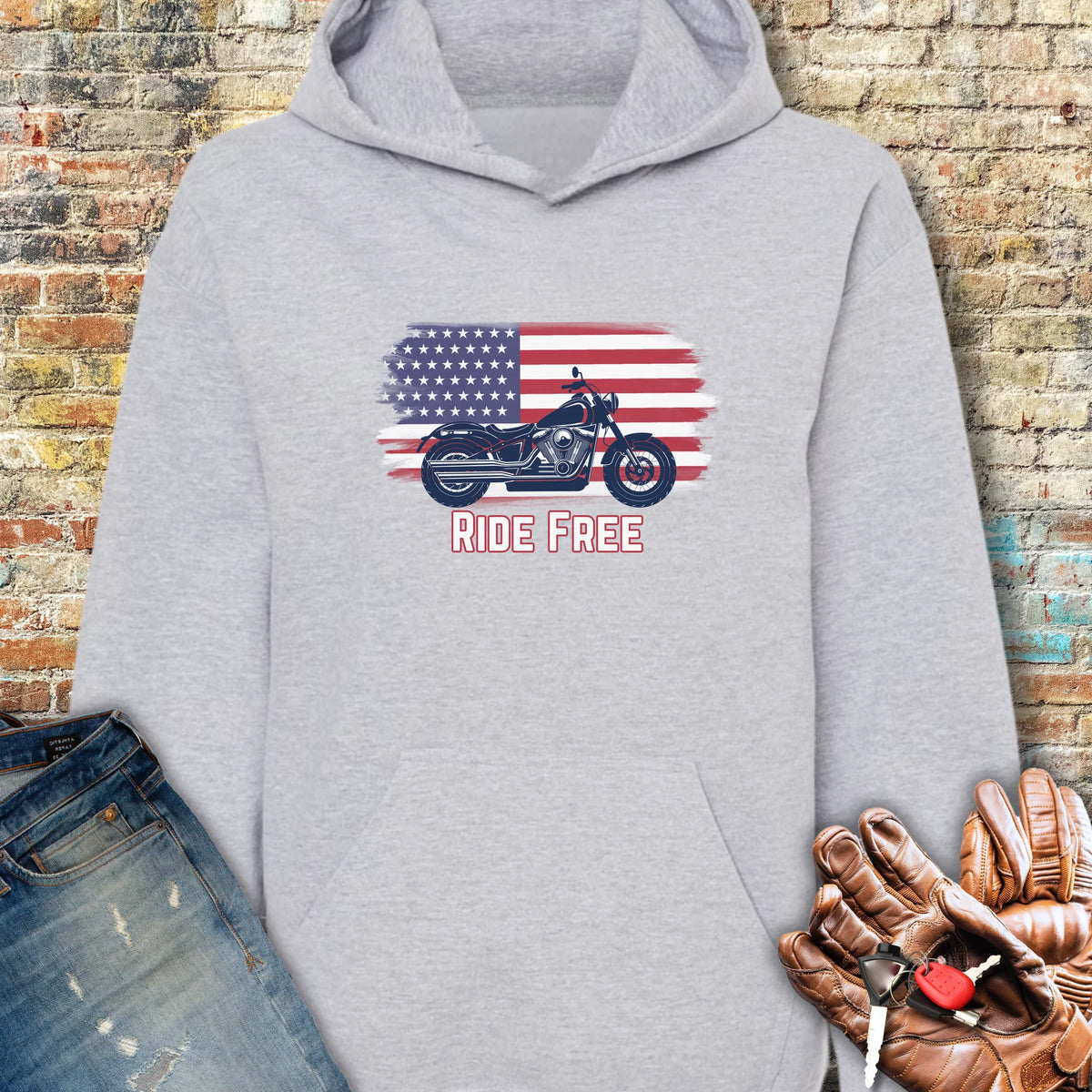 Ride Free (USA) Hoodie - Sport Grey