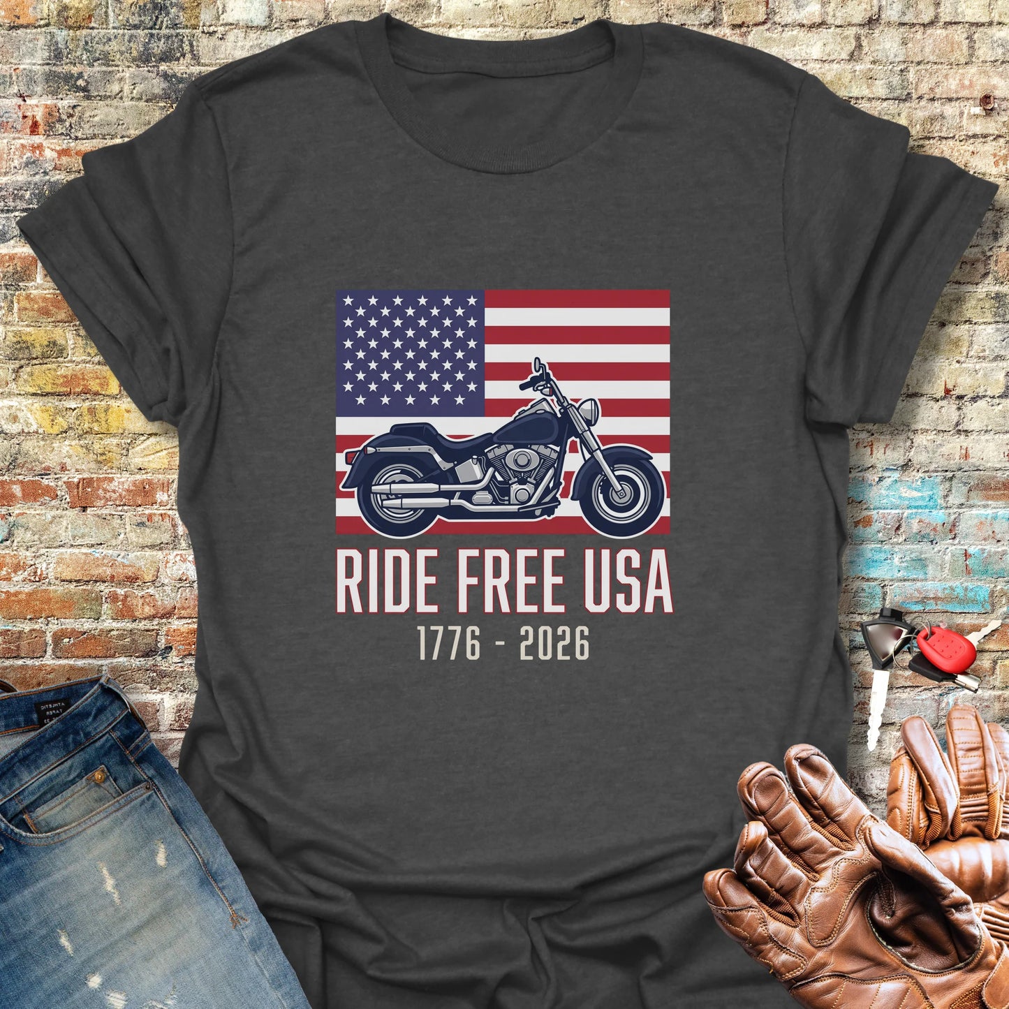 Ride Free USA 250 T-Shirt - Dark Heather