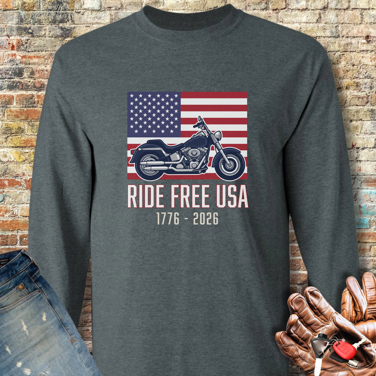 Ride Free USA 250 Long Sleeve T-Shirt - Dark Heather
