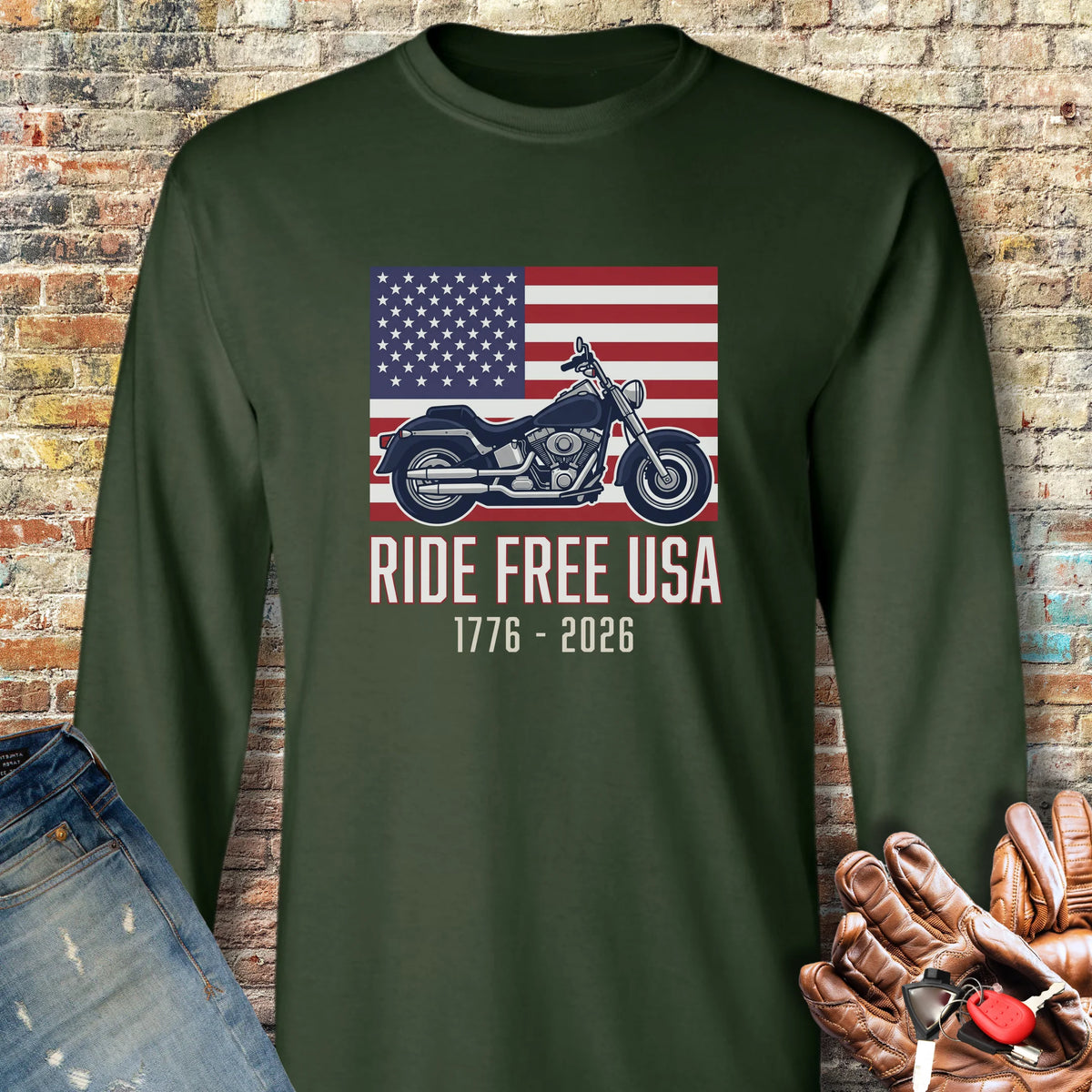 Ride Free USA 250 Long Sleeve T-Shirt - Forest Green