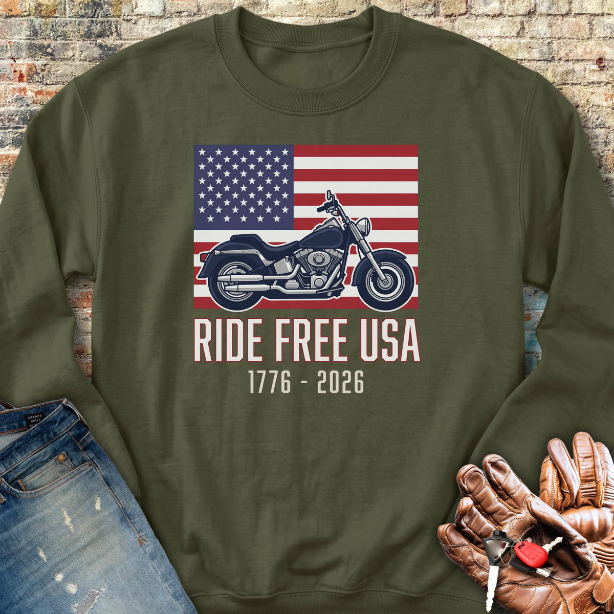 Ride Free USA 250 Sweatshirt - Military Green