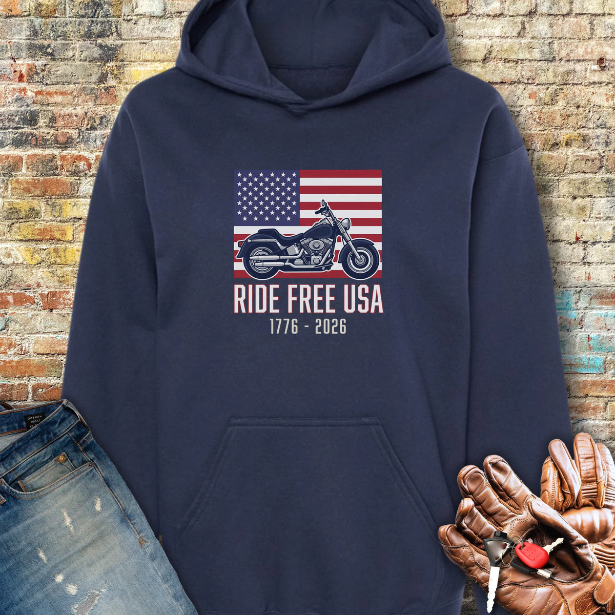 Ride Free USA 250 Hoodie - Navy