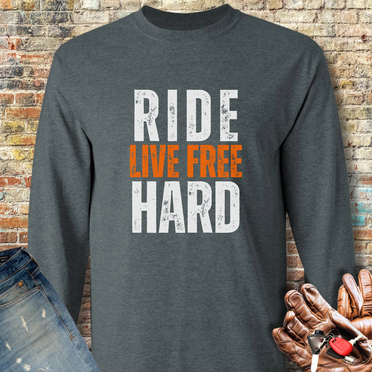 Ride Hard Long Sleeve T-Shirt - Dark Heather
