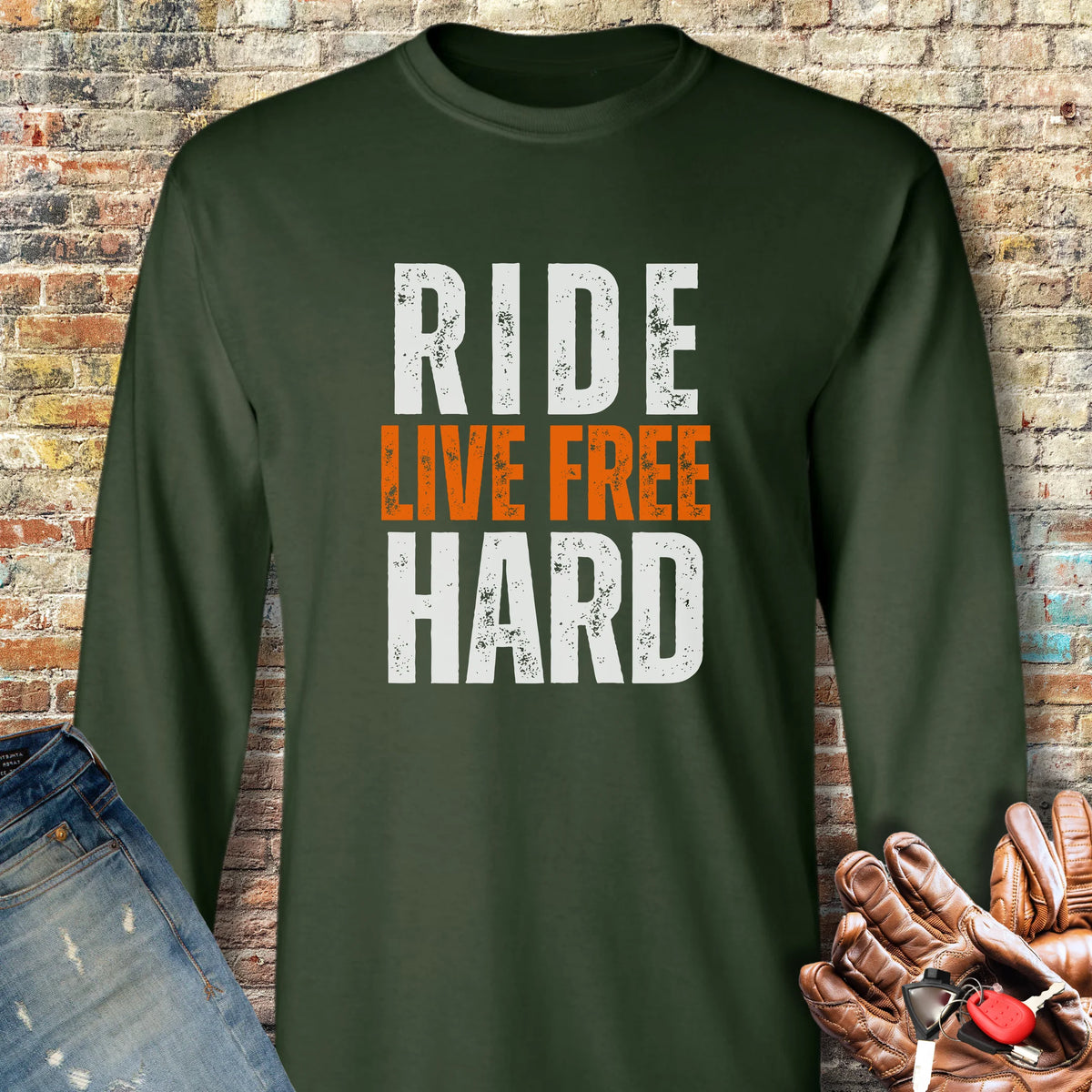 Ride Hard Long Sleeve T-Shirt - Forest Green