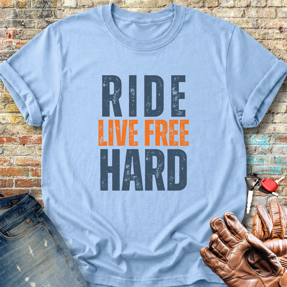 Ride Hard Classic T-Shirt - Light Blue