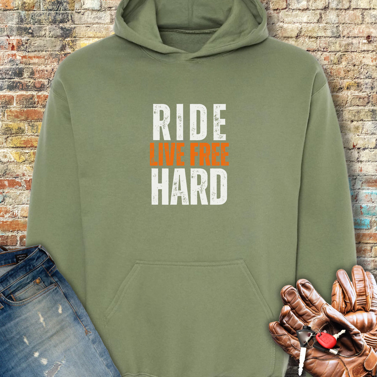 Ride Hard Hoodie - Military Green