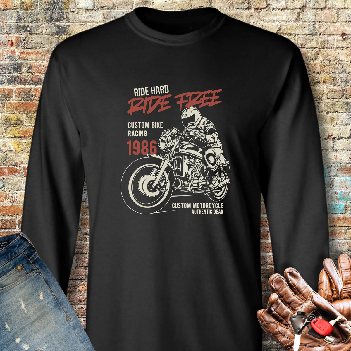 Ride Hard Ride Free Long Sleeve T-Shirt - Black
