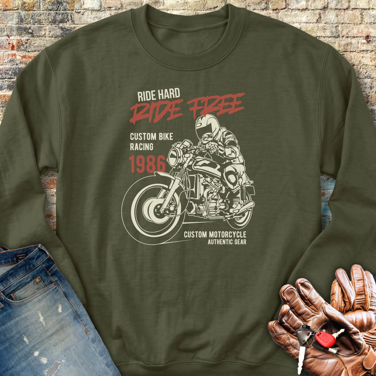 Ride Hard Ride Free Sweatshirt - Military Green