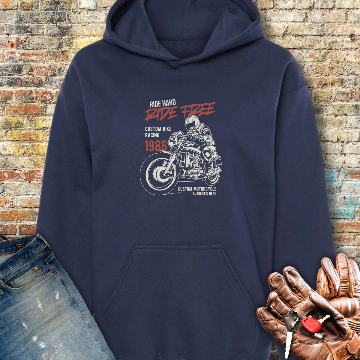 Ride Hard Ride Free Hoodie - Navy