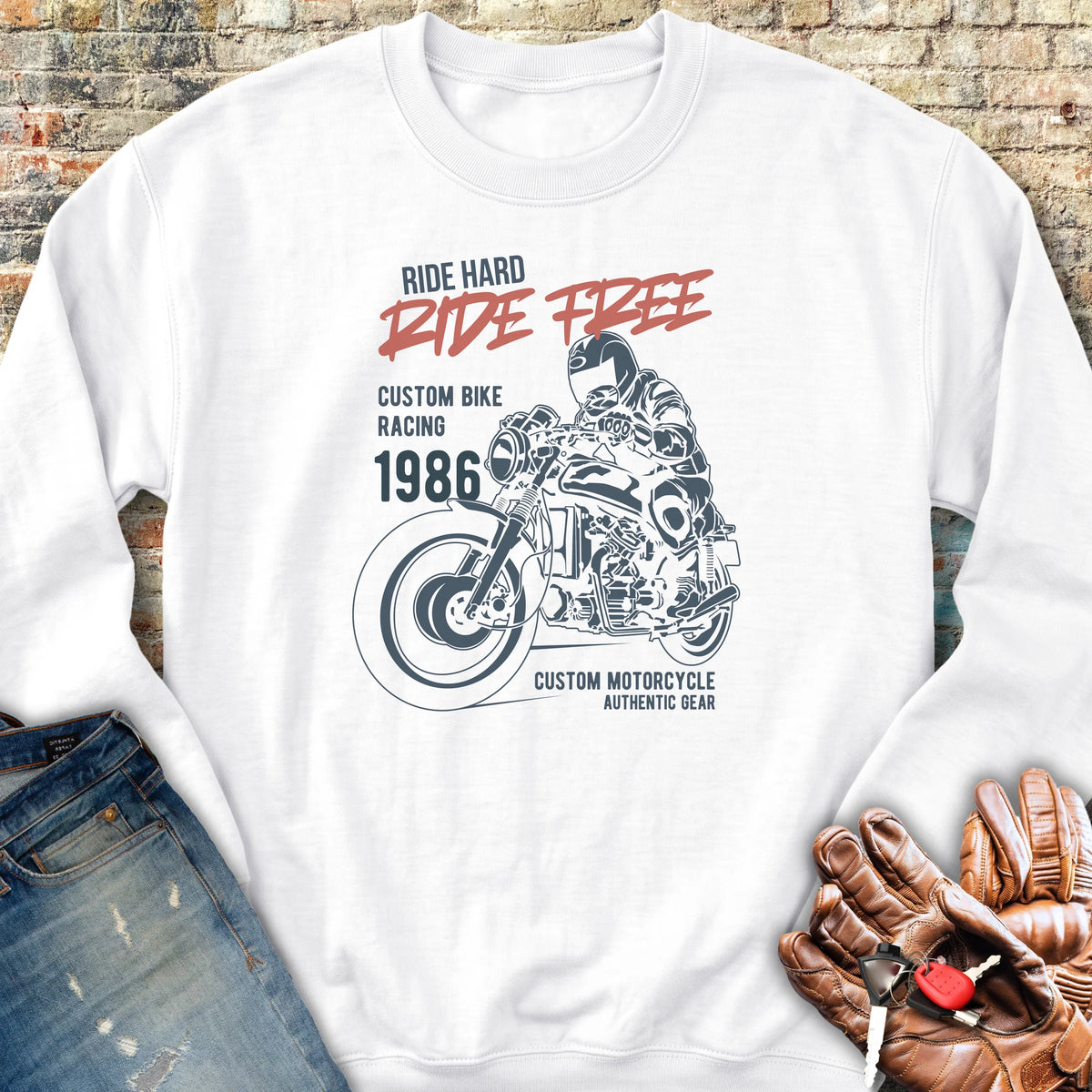 Ride Hard Ride Free Sweatshirt - White