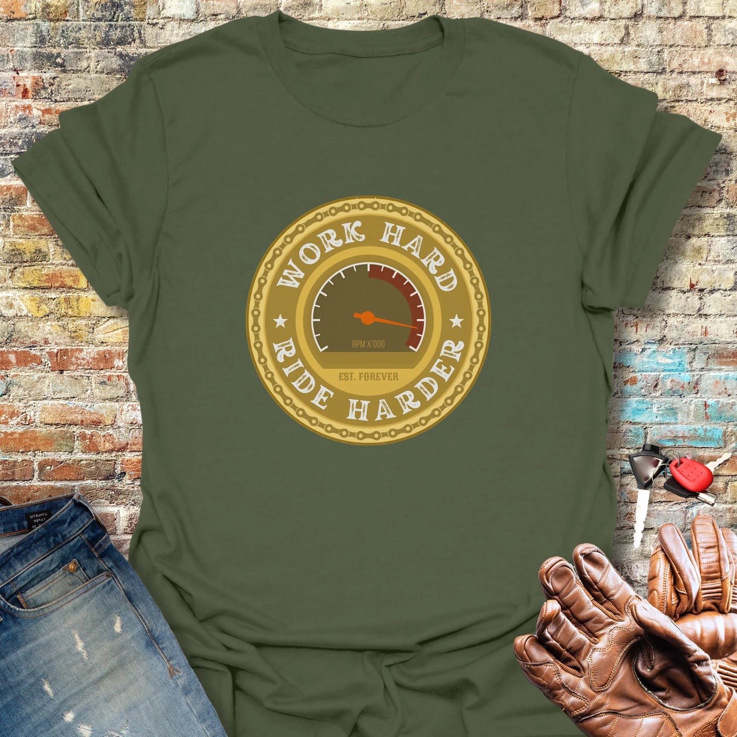 Ride Harder T-Shirt - Military Green