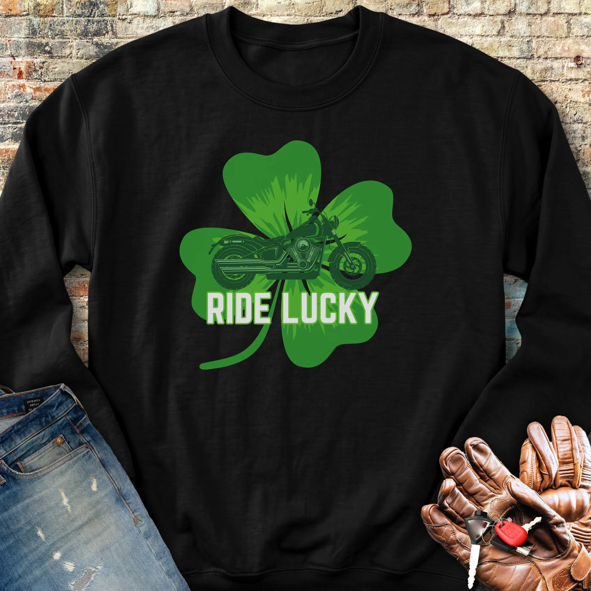 Ride Lucky (Shamrock) Sweatshirt - Black