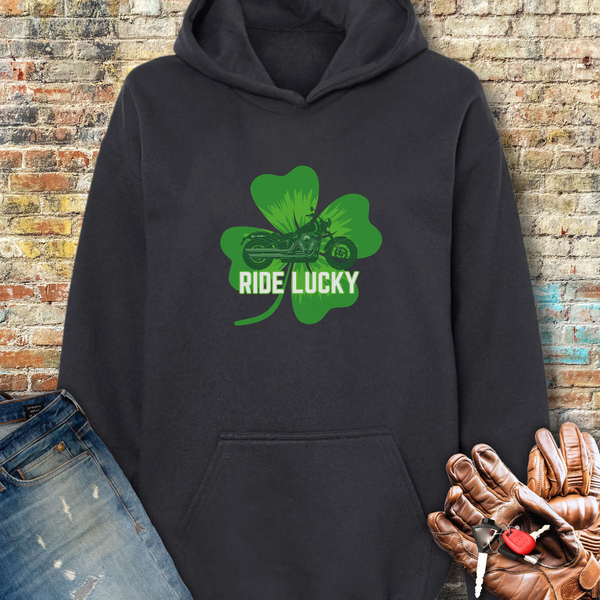 Ride Lucky (Shamrock) Hoodie - Black