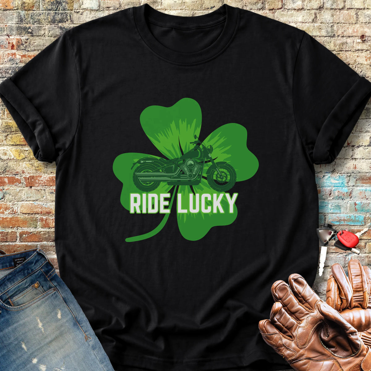 Ride Lucky (Shamrock) Classic T-Shirt - Black