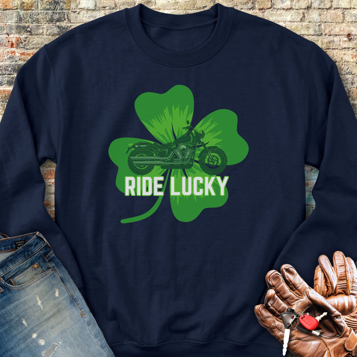 Ride Lucky (Shamrock) Sweatshirt - Navy