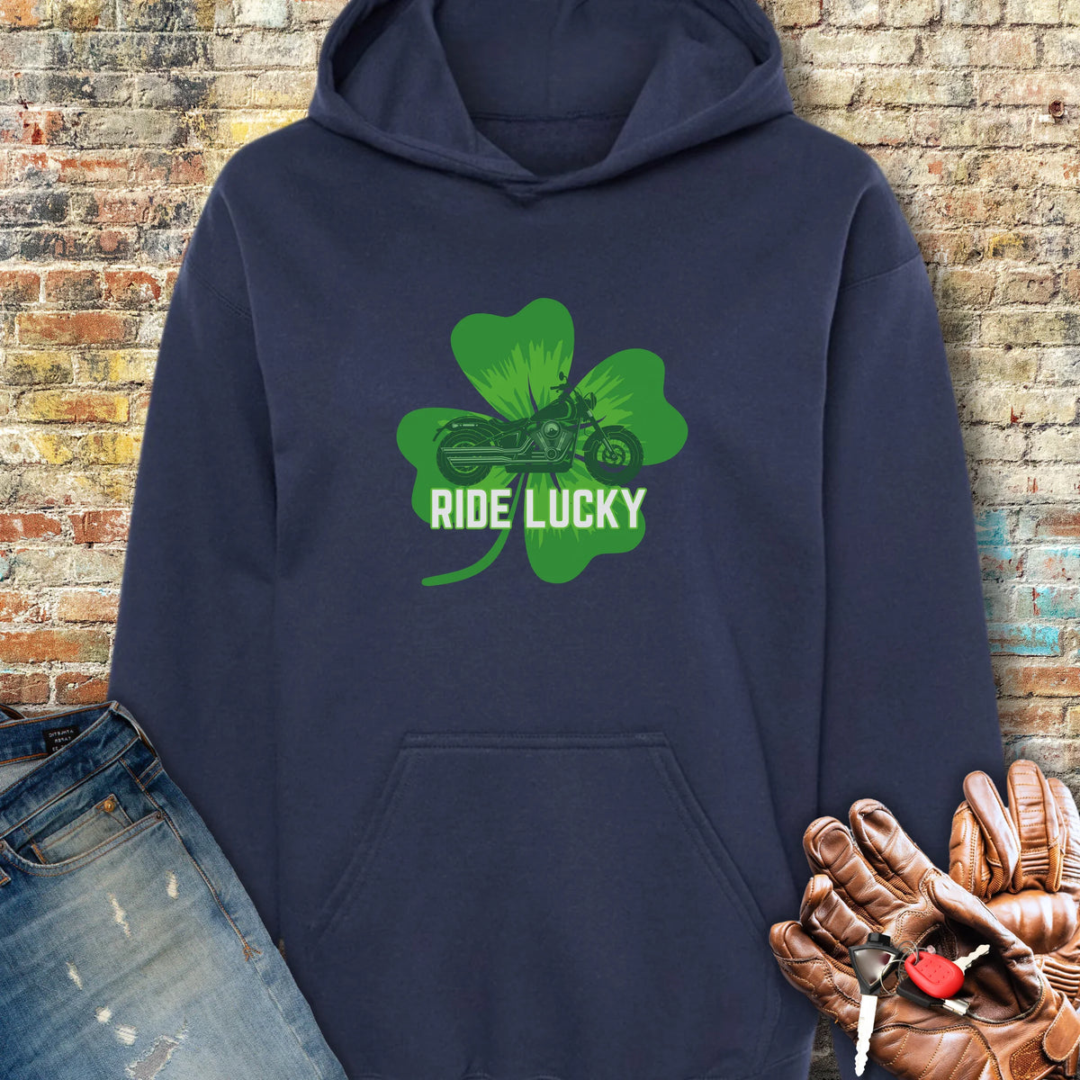 Ride Lucky (Shamrock) Hoodie - Navy