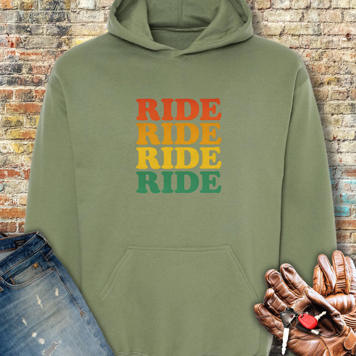 Ride Ride Ride Hoodie - Military Green
