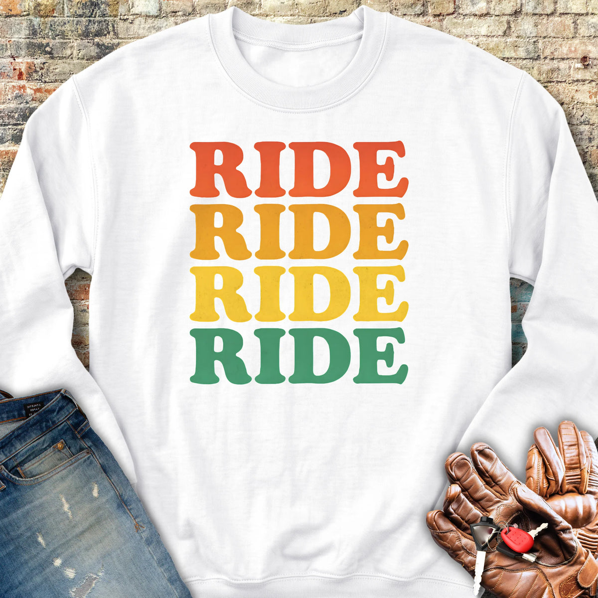 Ride Ride Ride Sweatshirt - White