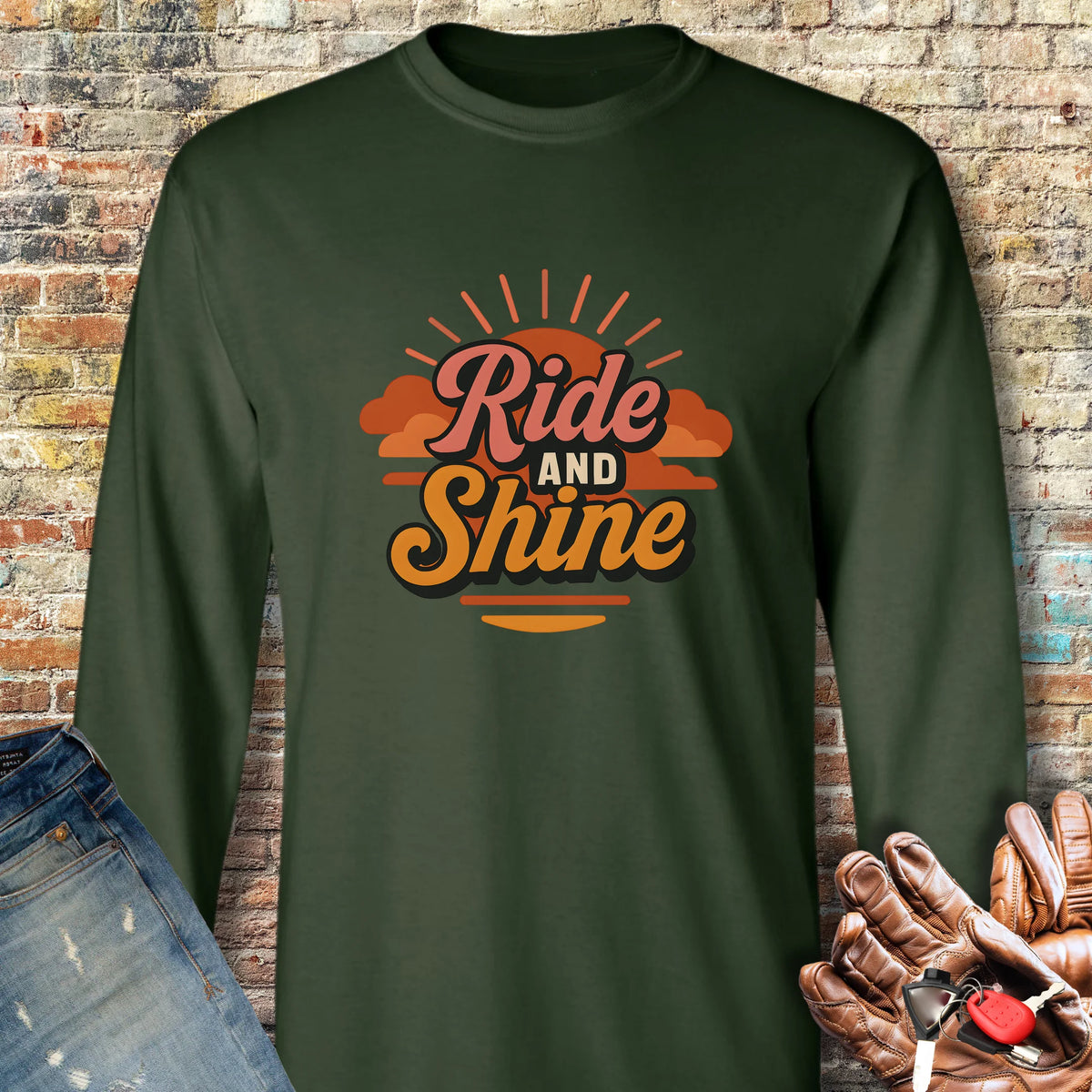 Ride & Shine Long Sleeve T-Shirt - Forest Green