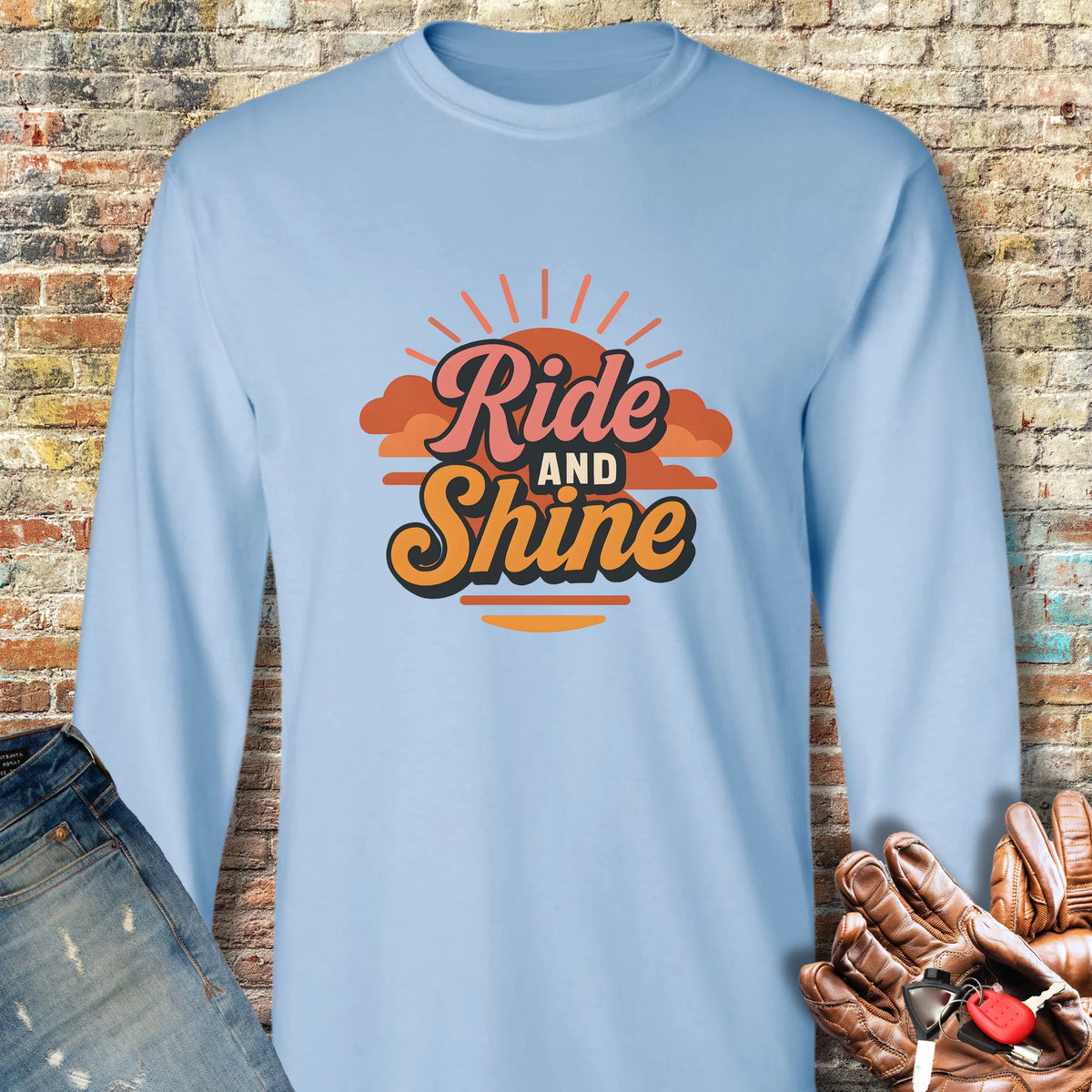 Ride & Shine Long Sleeve T-Shirt - Light Blue
