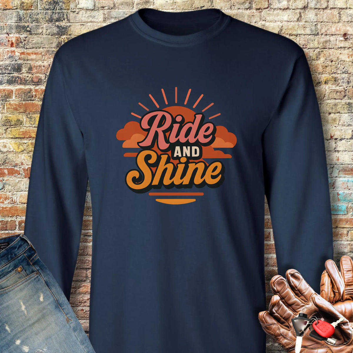 Ride & Shine Long Sleeve T-Shirt - Navy