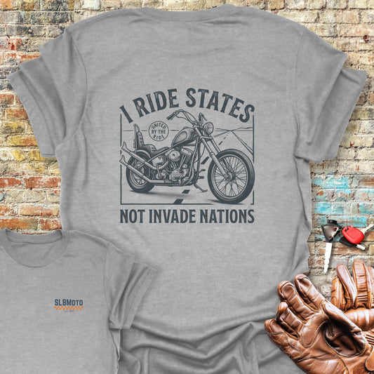 Ride States Back Print T-Shirt - Sport Grey