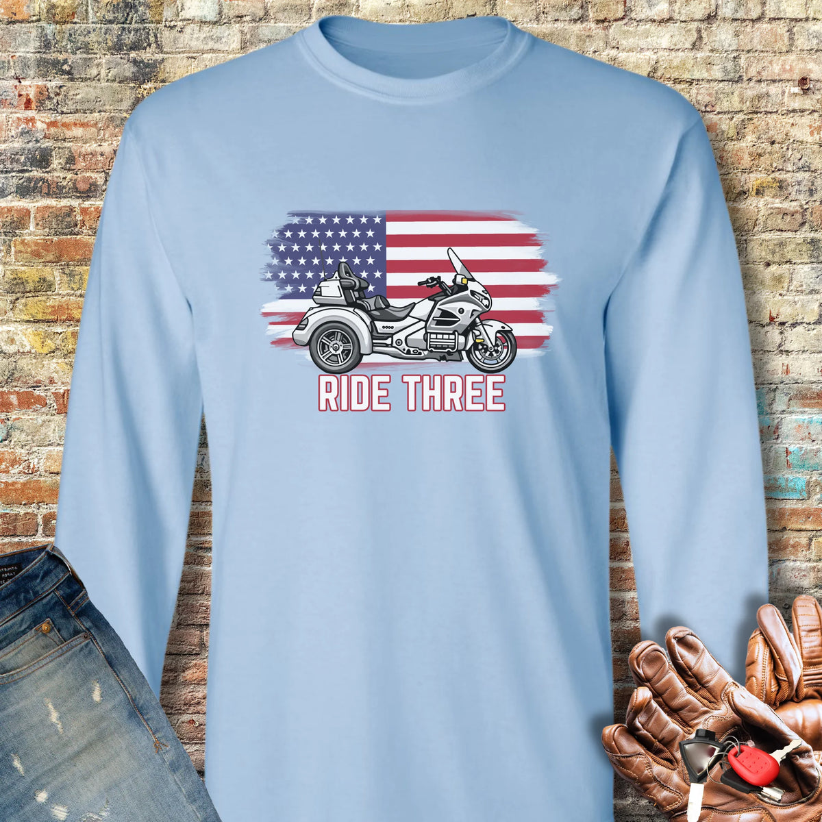 Ride Three Long Sleeve T-Shirt - Light Blue