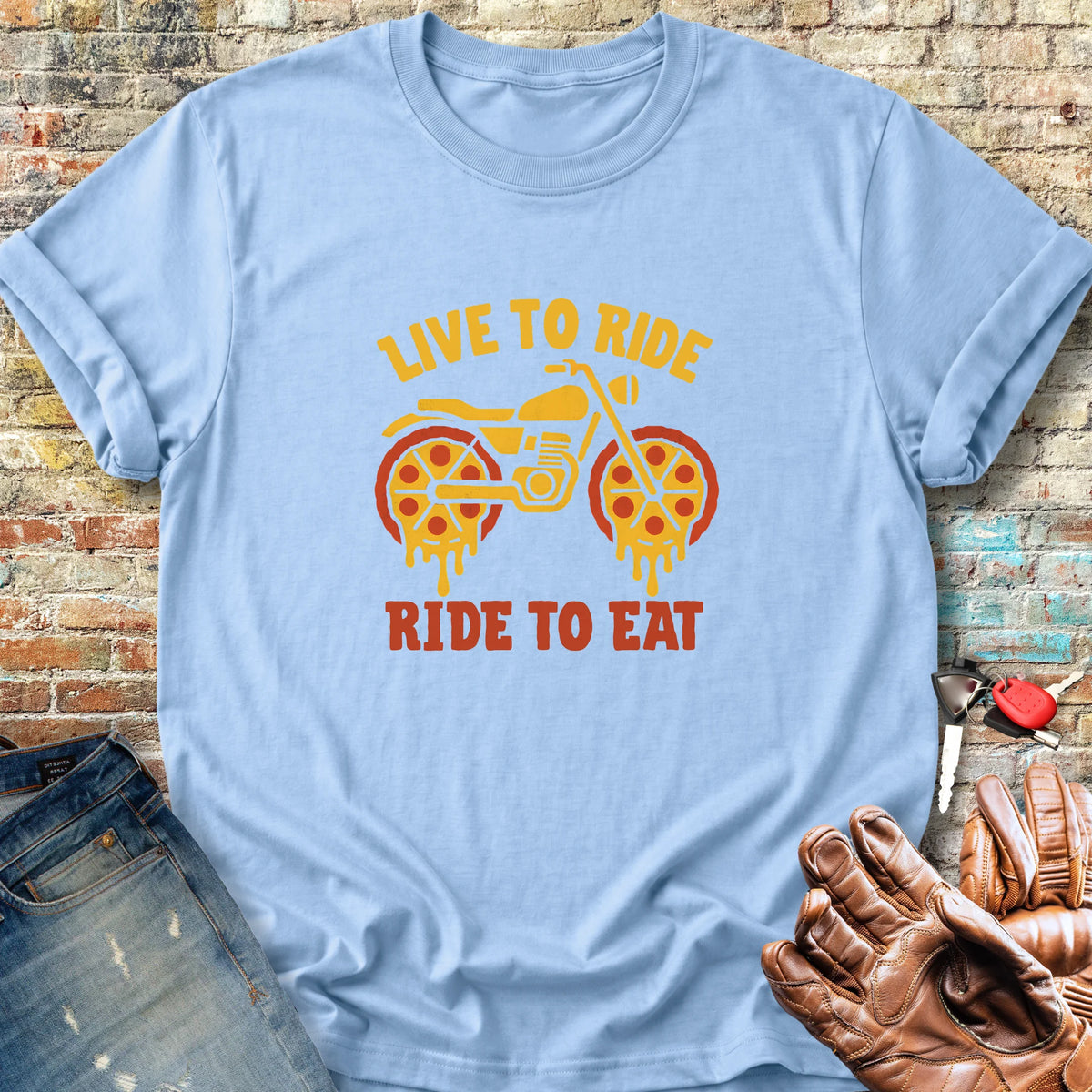 Ride To Eat Classic T-Shirt - Light Blue